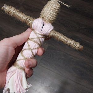 Hand made voodoo doll from New Orleans Authentic  pink girl 9 inch